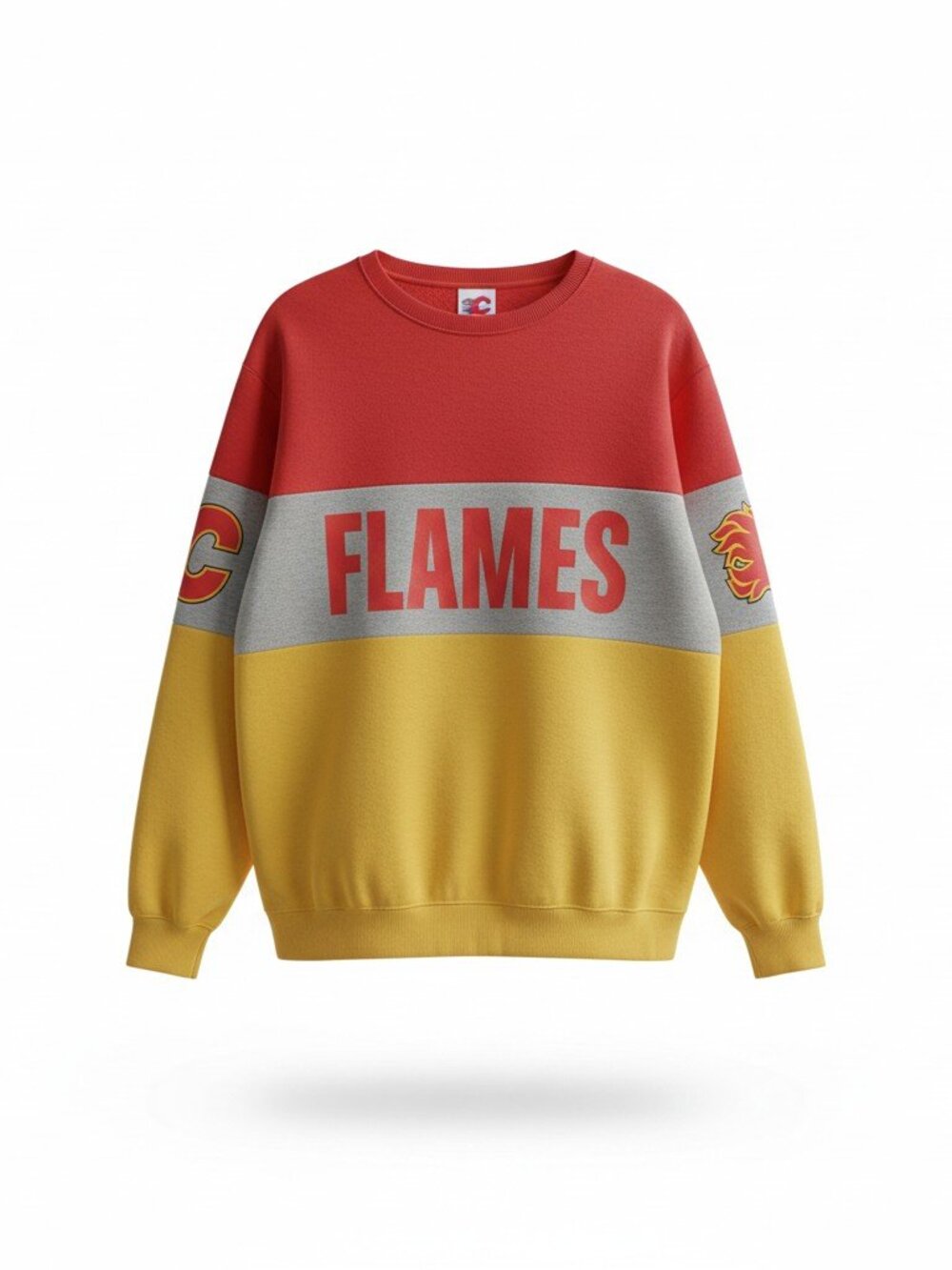 Vintage Calgary Flames Graphic Sweatshirt Red Blue Yellow - XL